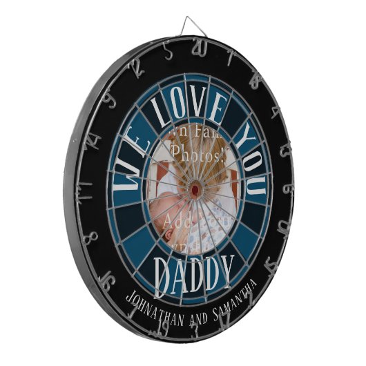 Wir Liebe Sie Daddy Foto Dartscheibe (Vorderseite Links)