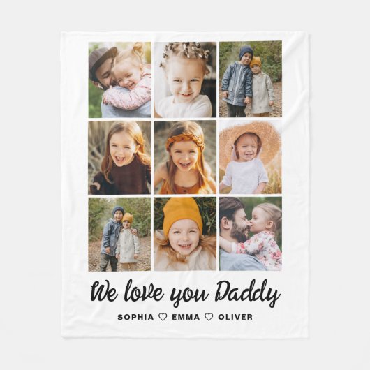 Wir Liebe Sie Daddy Foto Instagram Collage Fleecedecke (Vorderseite)