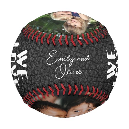 Wir Liebe Sie Daddy Leather Print 2 Foto Collage Baseball (Rückseite)