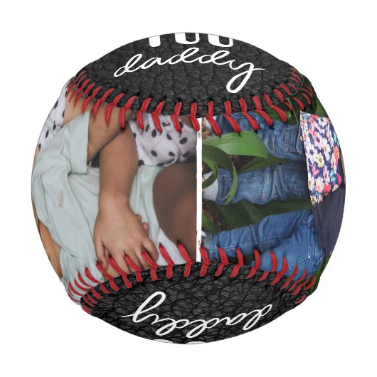 Wir Liebe Sie Daddy Leather Print 2 Foto Collage Baseball (Vorderseite)