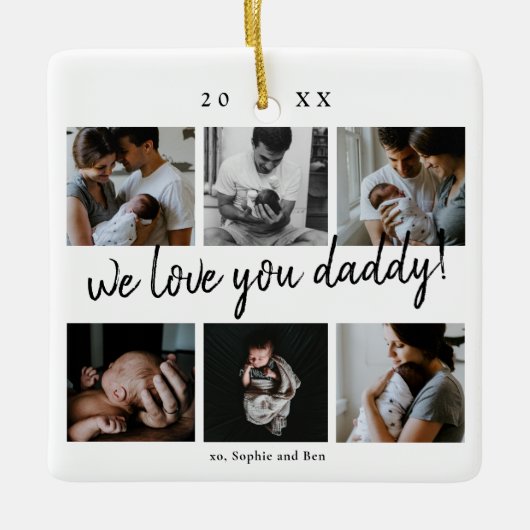 Wir Liebe Sie Daddy Modern 6 Foto Vater's Keramikornament (Vorderseite)