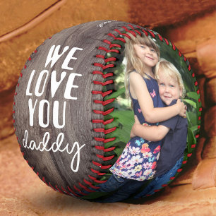 Wir Liebe Sie Daddy Rustic Wood 2 Foto Collage Baseball