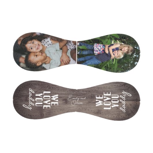 Wir Liebe Sie Daddy Rustic Wood 2 Foto Collage Baseball (Paneele)