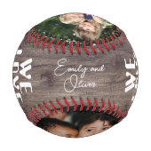Wir Liebe Sie Daddy Rustic Wood 2 Foto Collage Baseball (Rückseite)