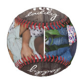 Wir Liebe Sie Daddy Rustic Wood 2 Foto Collage Baseball (Vorderseite)