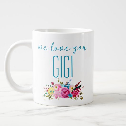 Wir Liebe Sie Gigi Aquamarin Rosa Blütenblume Jumbo-Tasse (Links)