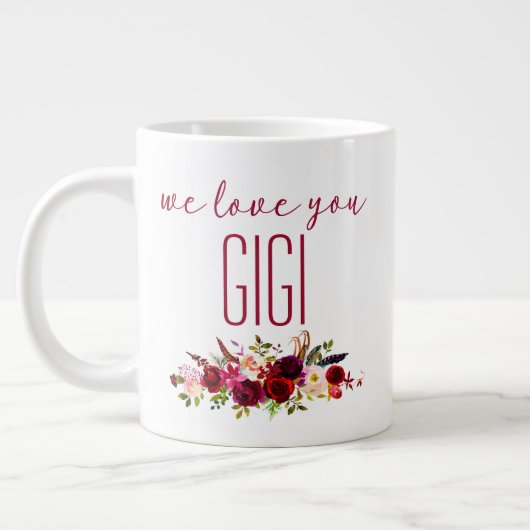 Wir Liebe Sie Gigi Burgund Floral Jumbo-Tasse (Links)
