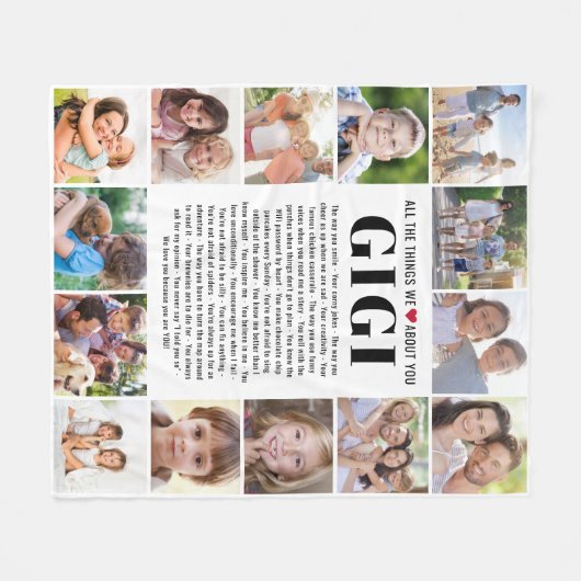 Wir Liebe Sie Gigi Multi Foto Collage Keepake Fleecedecke (Vorderseite (Horizontal))