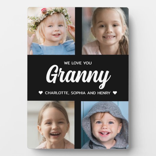 Wir Liebe Sie Granny Familie halten Foto Collage Fotoplatte (Vorderseite)