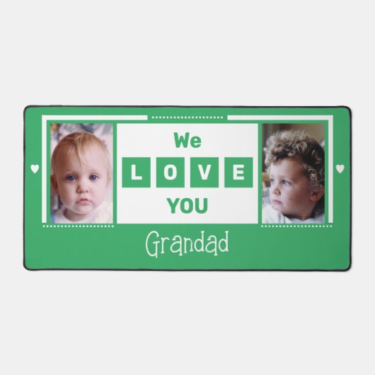 Wir Liebe Sie Großbuchstaben 2 Foto grün weiß Schreibtischunterlage (Vorderseite)