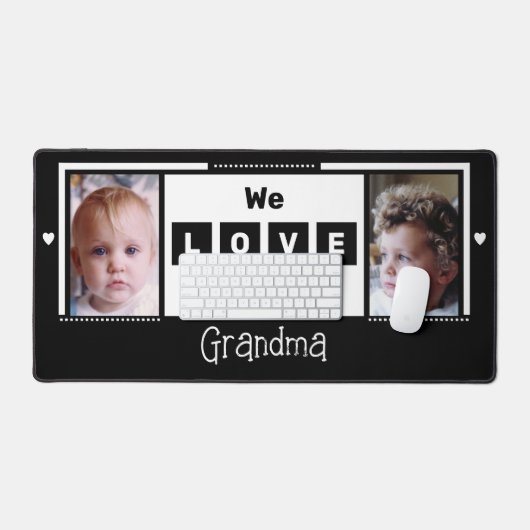 Wir Liebe Sie Großmutter 2 Foto Schwarz-weiß Schreibtischunterlage (Tastatur & Maus)