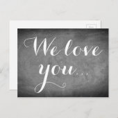Wir Liebe Sie, Handschrift Typografie Schwarz-weiß Postkarte (Vorne/Hinten)