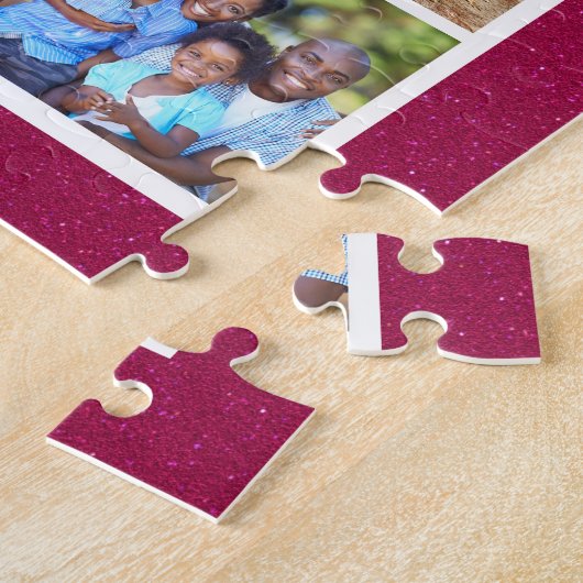 Wir Liebe Sie Mama 10 Foto Collage Pink Glitzer Puzzle (Seite)