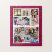 Wir Liebe Sie Mama 10 Foto Collage Pink Glitzer Puzzle (Vertikal)