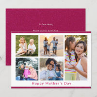 Wir Liebe Sie Mama 5 Foto Collage Pink Glitzer