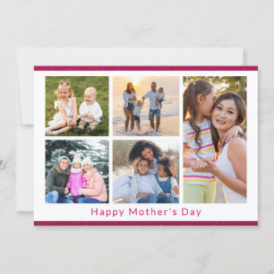 Wir Liebe Sie Mama 5 Foto Collage Pink Glitzer Karte