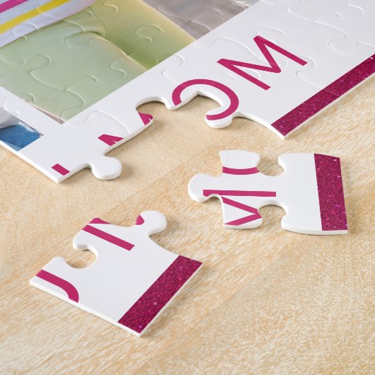 Wir Liebe Sie Mama 5 Foto Collage Pink Glitzer Puzzle (Seite)