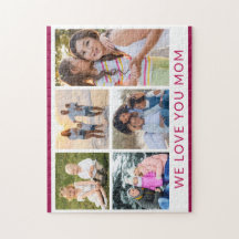 Wir Liebe Sie Mama 5 Foto Collage Pink Glitzer