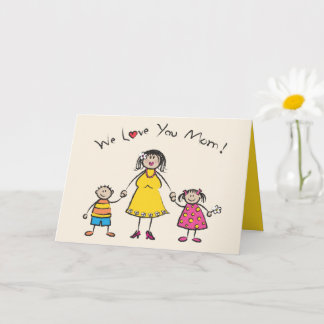 Wir Liebe Sie Mama Cartoon Familie glücklichen Mut Karte