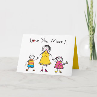 Wir Liebe Sie Mama Cartoon Familie glücklichen Mut Karte