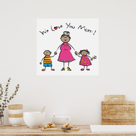 Wir Liebe Sie Mama Cartoon Familie glücklichen Mut Poster (Küche)