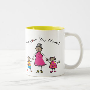 Wir Liebe Sie Mama Cartoon Familie glücklichen Mut Zweifarbige Tasse
