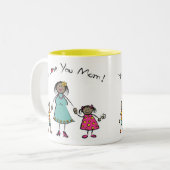 Wir Liebe Sie Mama Cartoon Familie glücklichen Mut Zweifarbige Tasse (Vorderseite Links)