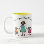 Wir Liebe Sie Mama Cartoon Familie glücklichen Mut Zweifarbige Tasse (Links)