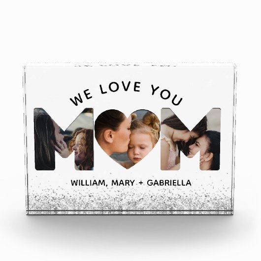 Wir Liebe Sie Mama Custom 3 Foto Collage, Mütter T (Vorderseite)