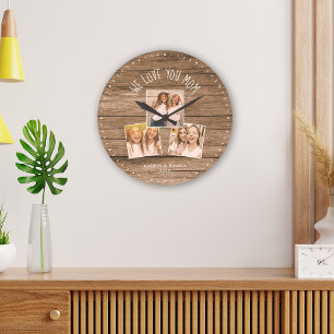 WIR LIEBE SIE MAMA Custom Foto Collage Mütter Day Große Wanduhr