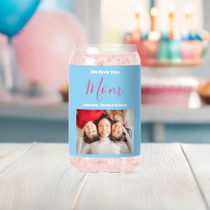 Wir Liebe Sie Mama Elegant Blue Custom Foto Names Dosenglas