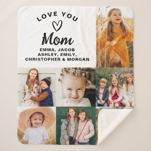 Wir Liebe Sie Mama Familie Moderne FotoCollage Sherpadecke (Vorderseite)