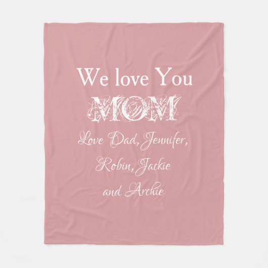 Wir Liebe Sie Mama Familiennamen Skript Niedlich B Fleecedecke (Vorderseite)