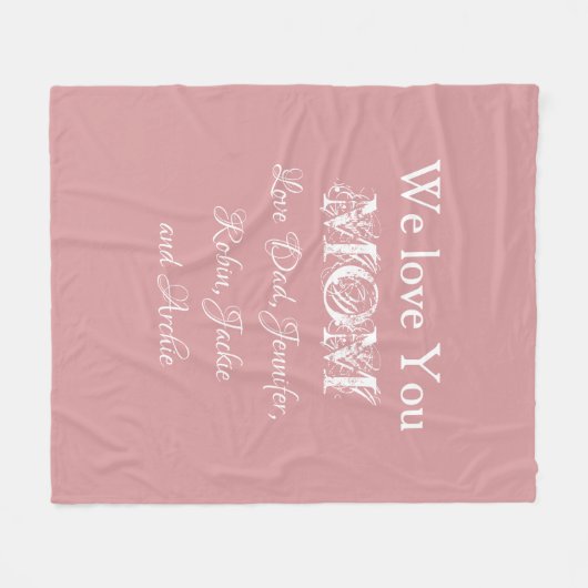 Wir Liebe Sie Mama Familiennamen Skript Niedlich B Fleecedecke (Vorderseite (Horizontal))