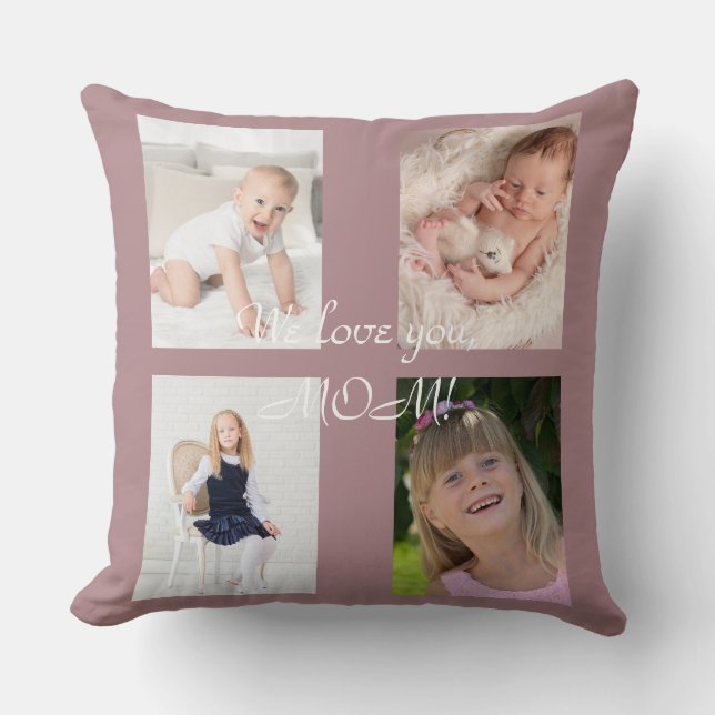 Wir Liebe Sie MAMA Foto Collage Muttertag Kissen (Vorderseite)