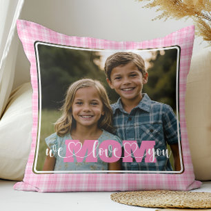 Wir Liebe Sie Mama Foto Rosa Karierten Muttertag Kissen
