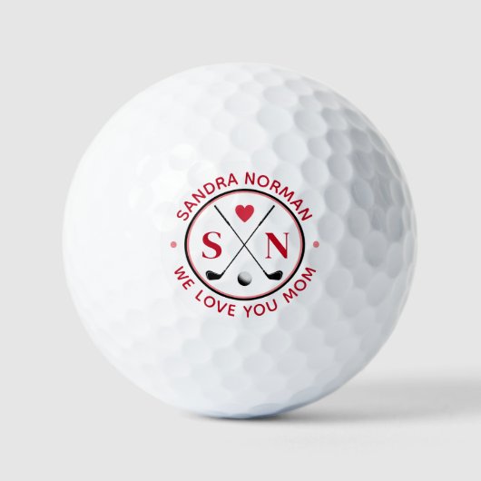Wir Liebe Sie Mama Mit Monogramm Golfball (Vorderseite)
