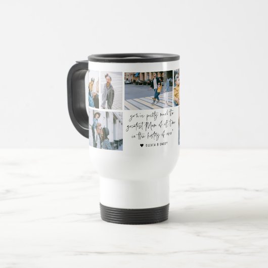 Wir Liebe Sie Mama | Moderne 6 FotoCollage Reisebecher (Vorderseite Links)