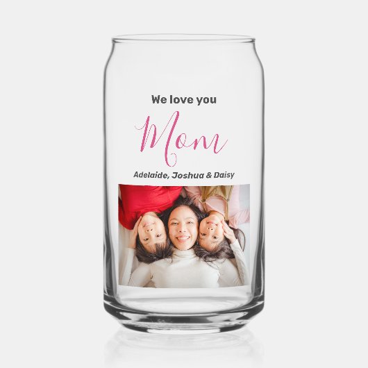 Wir Liebe Sie Mama Moderne Niedliche Girly Script Dosenglas (Vorderseite)