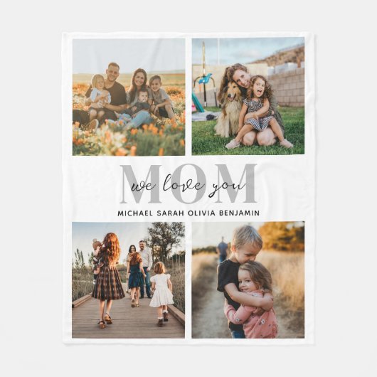 Wir Liebe Sie Mama Personalisiert 4 FotoCollage Fleecedecke (Vorderseite)