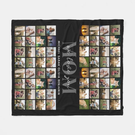 Wir Liebe Sie Mama Personalisiert 64 Foto Collage Fleecedecke (Vorderseite (Horizontal))