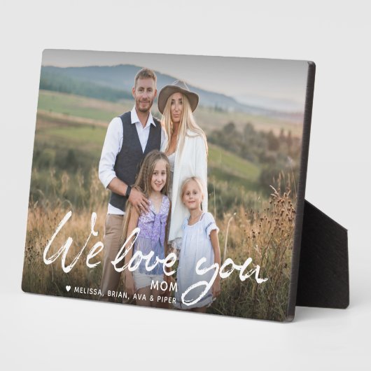 Wir Liebe Sie Mama Pinsel Script Individuelle Name Fotoplatte (Seite)