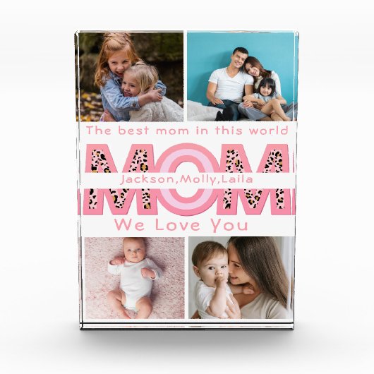 Wir Liebe Sie Mama Rosa Minimalistisch 6 Foto Coll (Vorderseite)