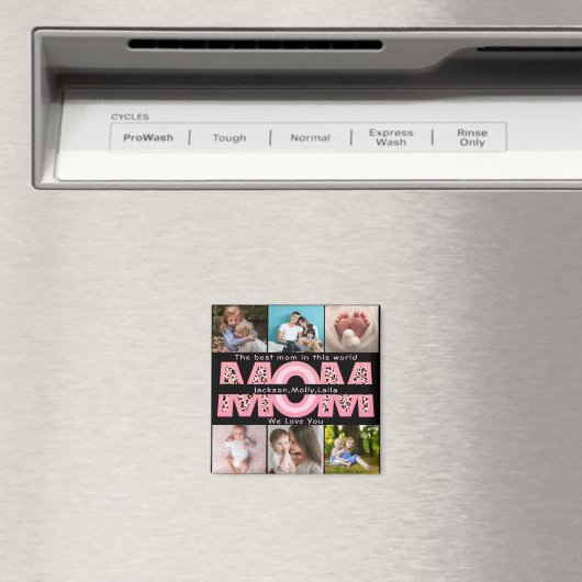 Wir Liebe Sie Mama Rosa Minimalistisch 6 Foto Coll Magnet (In Situ (Geschirrspüler))