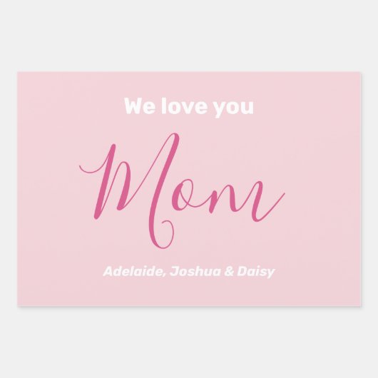 Wir Liebe Sie Mama Rosa Minimalistisch Geschenkpapier Set (Vorderseite)