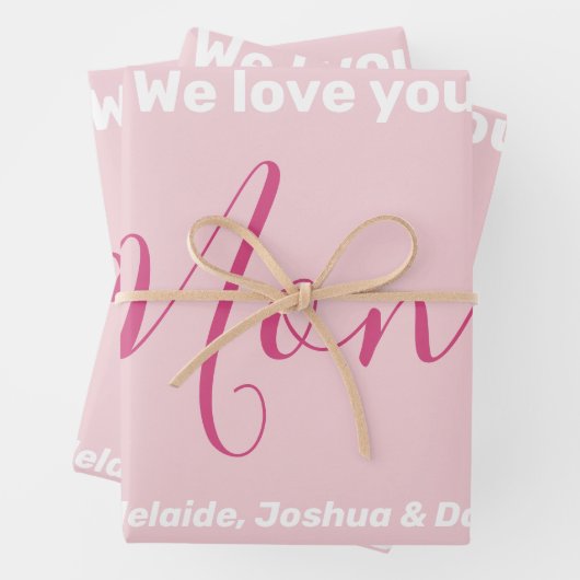 Wir Liebe Sie Mama Rosa Minimalistisch Geschenkpapier Set (Beispiel)