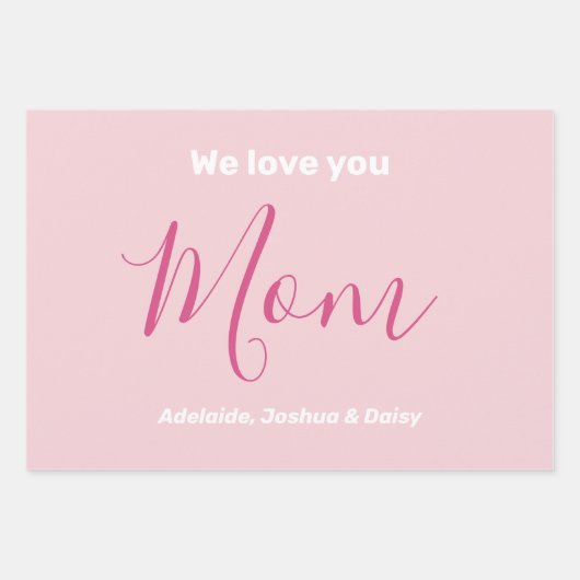 Wir Liebe Sie Mama Rosa Minimalistisch Geschenkpapier Set (Vorderseite)