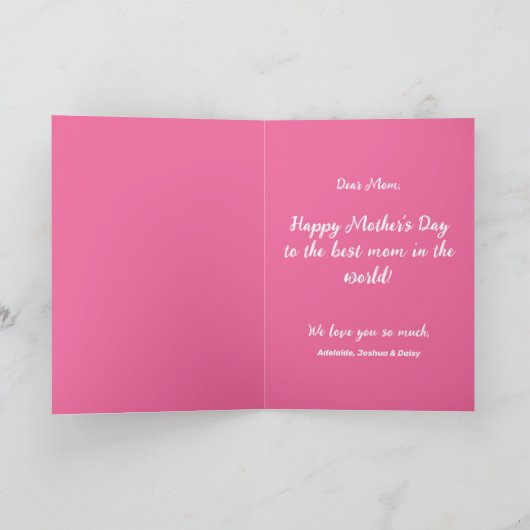 Wir Liebe Sie Mama Rosa Minimalistisch Karte (Innenseite)