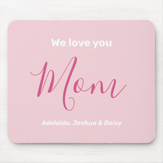 Wir Liebe Sie Mama Rosa Minimalistisch Mousepad (Vorne)