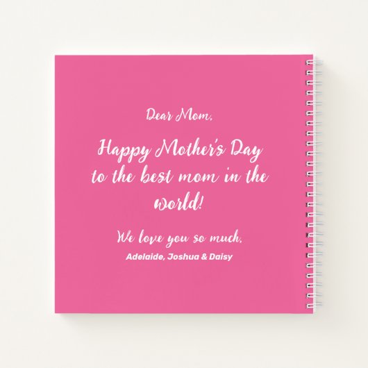 Wir Liebe Sie Mama Rosa Minimalistisch Notizblock (Rückseite)